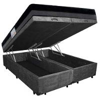 Cama Box Baú Casal Suede Bipartido + Colchão Ortobom Iso Dupla Face 138x188x60 Preto - 7