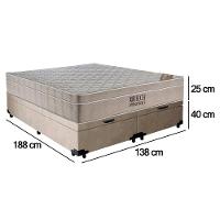 Cama Box Baú Casal Suede Bipartido + Colchão Ortobom Airtech Molas Ensacadas 138x188x65 Bege - 3