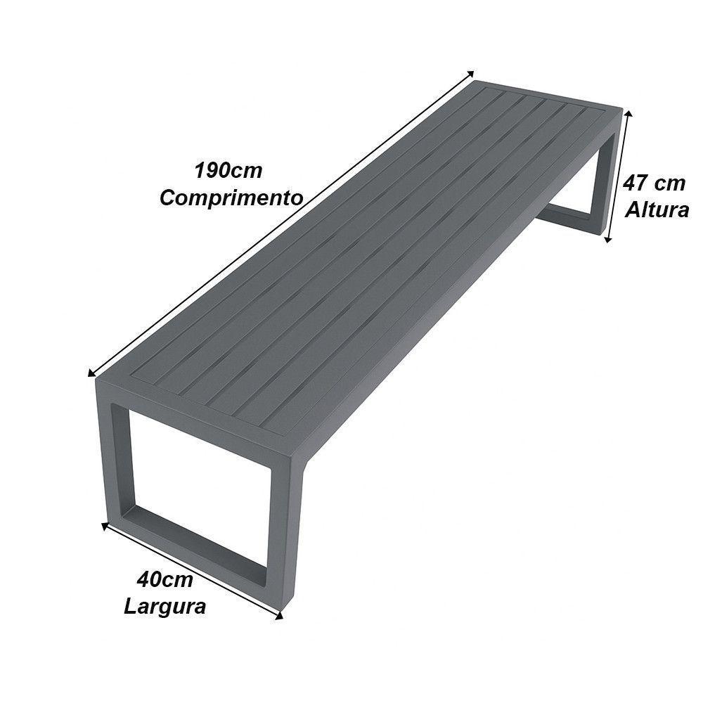 Banco Em Alumínio Para área, Jardim E Piscina Trama Original Cinza - 2