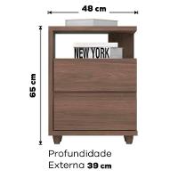 Kit 2 Mesas De Cabeceira 2 Gavetas 48 Cm Campeche Henn Castanho - 3