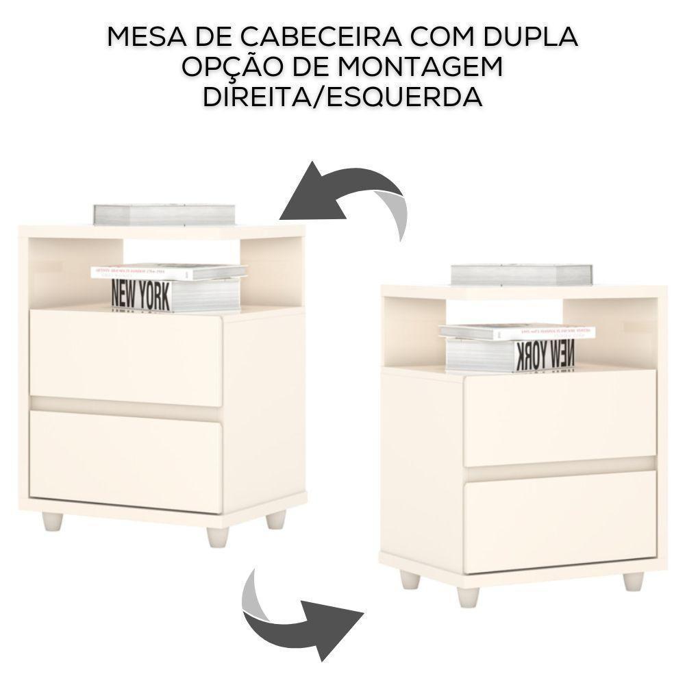 Kit 2 Mesas De Cabeceira 2 Gavetas 48 Cm Campeche Henn Off White - 2
