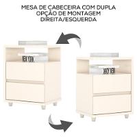 Kit 2 Mesas De Cabeceira 2 Gavetas 48 Cm Campeche Henn Off White - 2