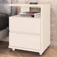 Kit 2 Mesas De Cabeceira 2 Gavetas 48 Cm Campeche Henn Off White - 7