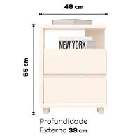 Kit 2 Mesas De Cabeceira 2 Gavetas 48 Cm Campeche Henn Off White - 9