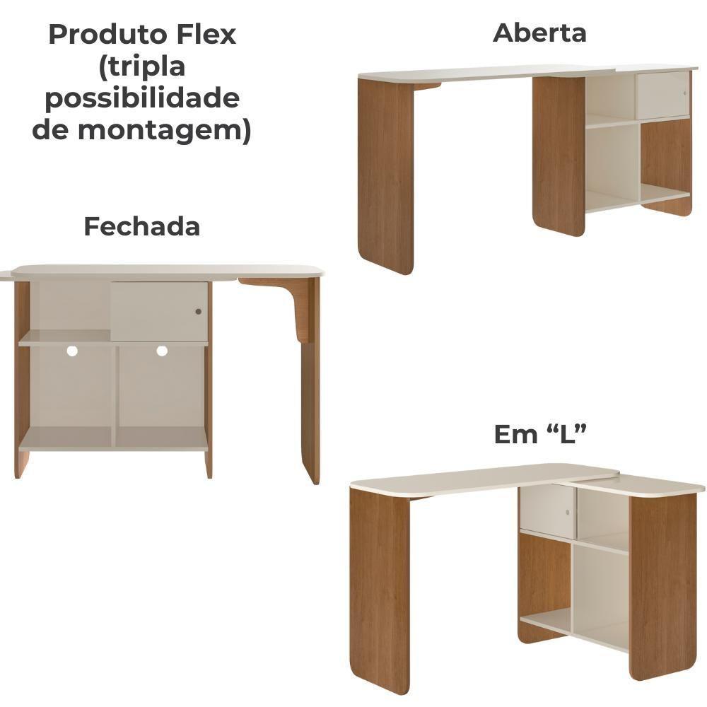Mesa Escrivaninha Giratoria 3 Em 1 Cinamomo Off White Arly - 4