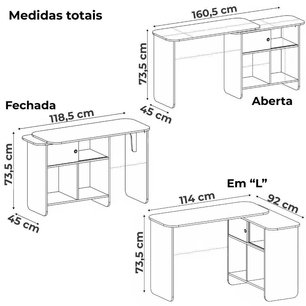 Mesa Escrivaninha Giratoria 3 Em 1 Cinamomo Off White Arly - 5