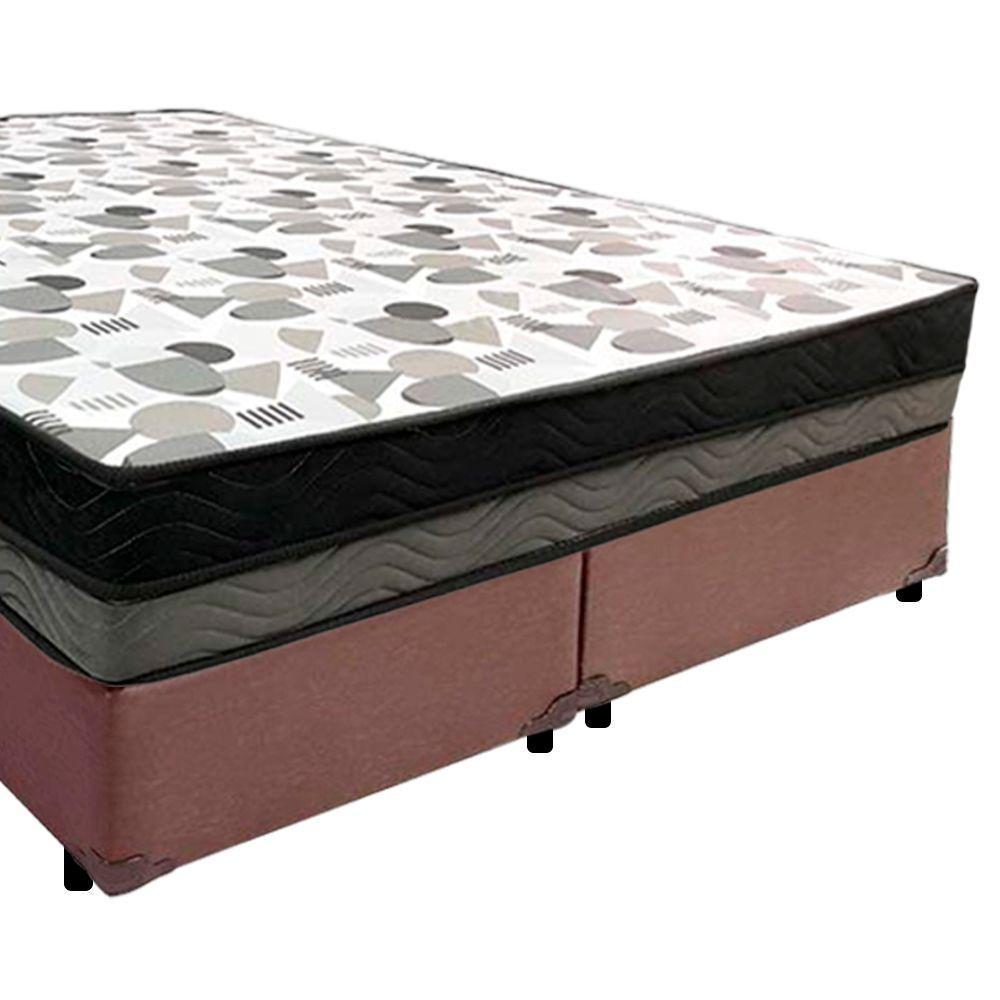 Cama Box Casal Sintético Bipartido + Colchão Ortobom Iso Dupla Face 138x188x60 Marrom - 7