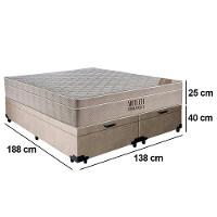 Cama Box Baú Casal Sintético Bipartido + Colchão Ortobom Airtech Molas Ensacadas 138x188x65 Bege - 3