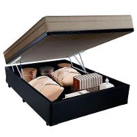 Cama Box Baú Casal Sintético + Colchão De Molas Ensacadas Portobel Ipanema 138x188x66cm Preto - 6
