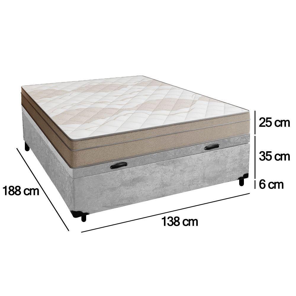 Cama Box Baú Casal Suede + Colchão De Molas Ensacadas Portobel Ipanema 138x188x66cm Cinza - 3