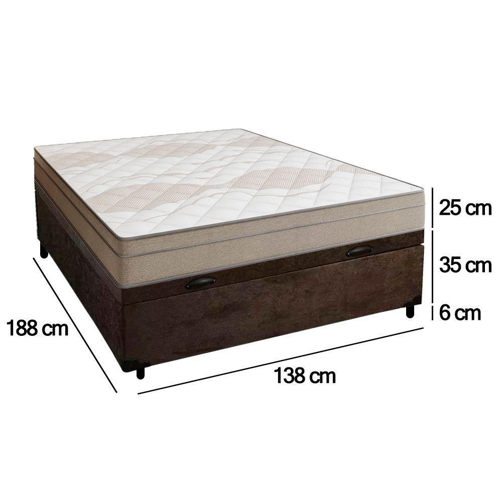 Cama Box Baú Casal Suede + Colchão De Molas Ensacadas Portobel Ipanema 138x188x66cm Preto - 3