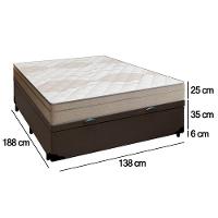 Cama Box Baú Casal Sintético + Colchão De Molas Ensacadas Portobel Ipanema 138x188x66cm Marrom - 3