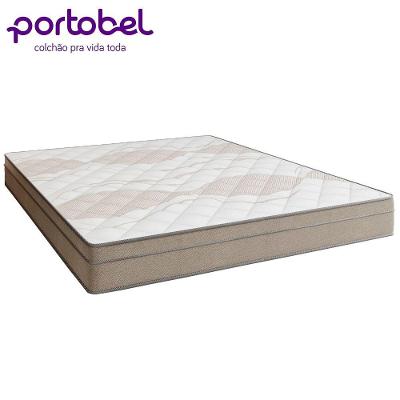 Cama Box Baú Casal Bipartido Sintético + Colchão De Molas Ensacadas Portobel Ipanema 138x188x66cm Marrom