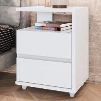 Kit 2 Mesas De Cabeceira 2 Gavetas 48 Cm Campeche Henn Branco - 2