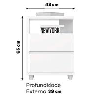 Kit 2 Mesas De Cabeceira 2 Gavetas 48 Cm Campeche Henn Branco - 3