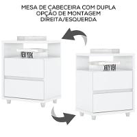 Kit 2 Mesas De Cabeceira 2 Gavetas 48 Cm Campeche Henn Branco - 5