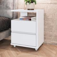 Kit 2 Mesas De Cabeceira 2 Gavetas 48 Cm Campeche Henn Branco - 9