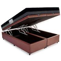 Cama Box Baú Casal Sintético Bipartido + Colchão Ortobom Iso Dupla Face 138x188x60 Marrom - 6