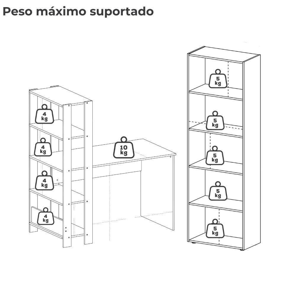 Mesa Escrivaninha E Estante 5 Prateleiras Arly Pinho Preto - 4