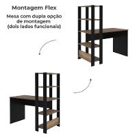 Mesa Escrivaninha E Estante 5 Prateleiras Arly Pinho Preto - 5