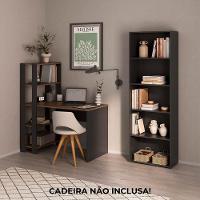 Mesa Escrivaninha E Estante 5 Prateleiras Arly Pinho Preto - 9