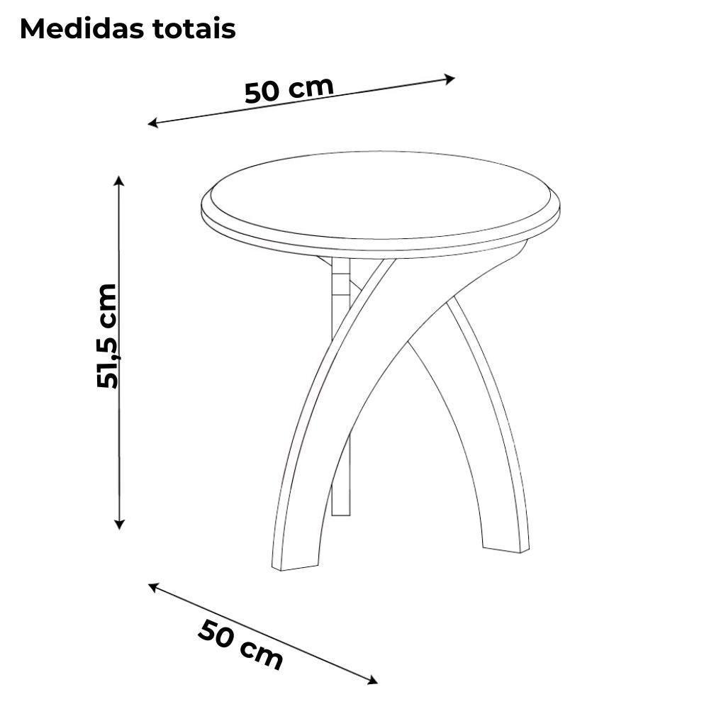 Mesa De Apoio Para Sala De Estar 51x50 Cm Arly Off White Pinho - 3