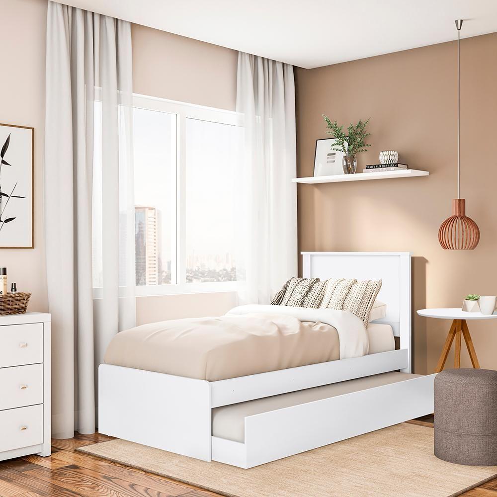 Cama Solteiro Com Auxiliar Barcelona Henn Branco Preto - 7