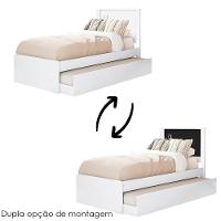 Cama Solteiro Com Auxiliar Barcelona Henn Branco Preto - 5