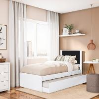 Cama Solteiro Com Auxiliar Barcelona Henn Branco Preto - 6