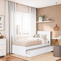 Cama Solteiro Com Auxiliar Barcelona Henn Branco Preto - 7