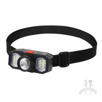 Lanterna De Cabeca Triplo Led Recarregavel Usb 3 Lampadas Farol Capacete Trilha Camping Multiuso Potente