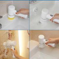 Escova De Limpeza Eletrica Lava Loucas Banheiro Azulejos 5 Em 1 Mop Carpete Sofa Sem Fio Multifuncional - 2