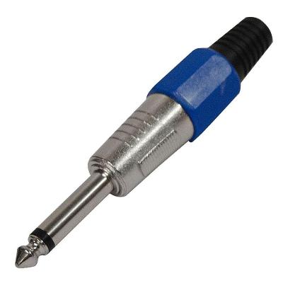 Plug P10 Mono Metal Com Corpo Plastico Azul