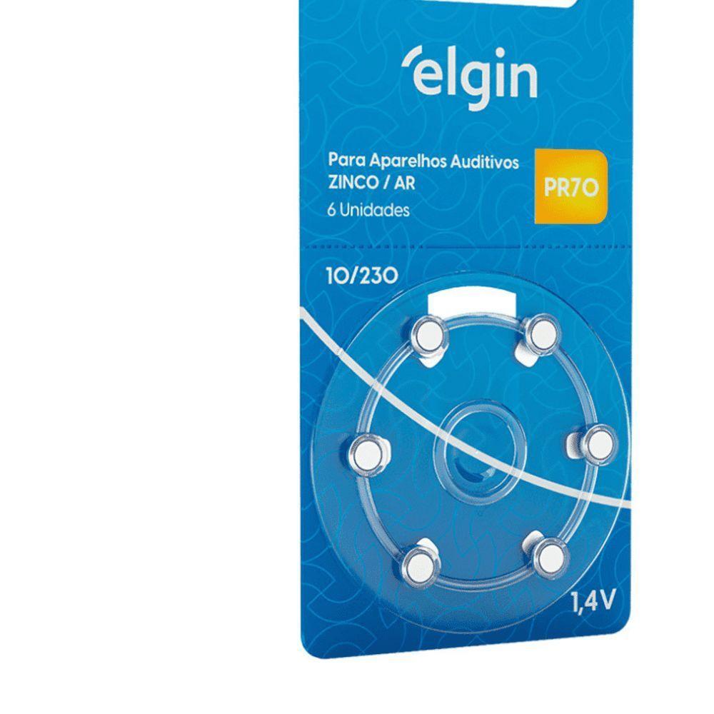 Pilha Auditiva Elgin Pr70 Tamanho 10/230 1,4v Com 6 Unidades - 2
