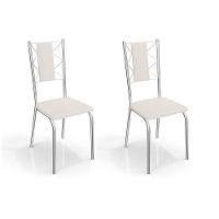 Cadeira Sala de Jantar Lisboa 2C076 Kit 2 Un Cromado/Courano Branco - Kappesberg - 1