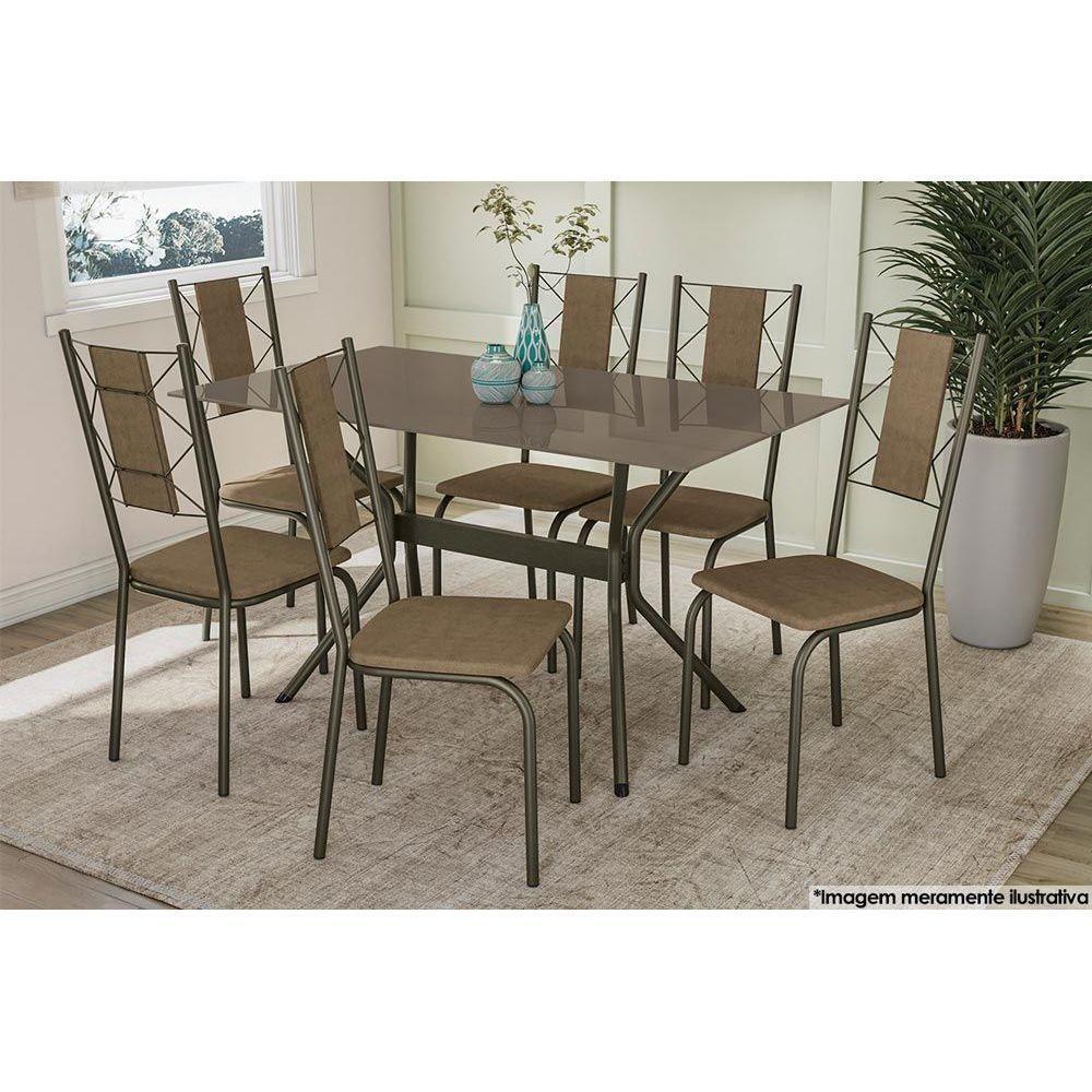 Cadeira Sala de Jantar Lisboa 4C076 Kit 4 Un Bronze/Courano Marrom - Kappesberg - 2