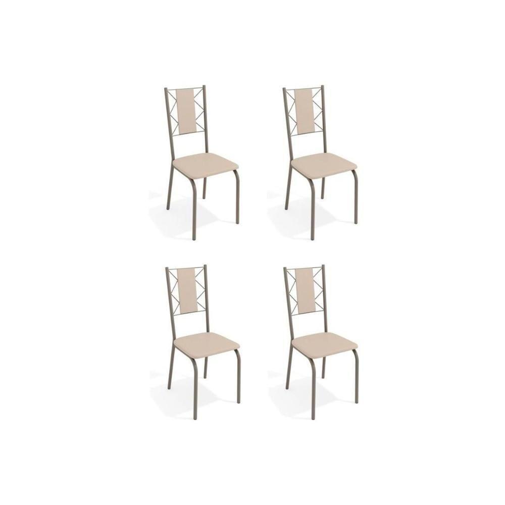 Cadeira Sala de Jantar Lisboa 4C076 Kit 4 Un Níquel/Courano Nude - Kappesberg - 1