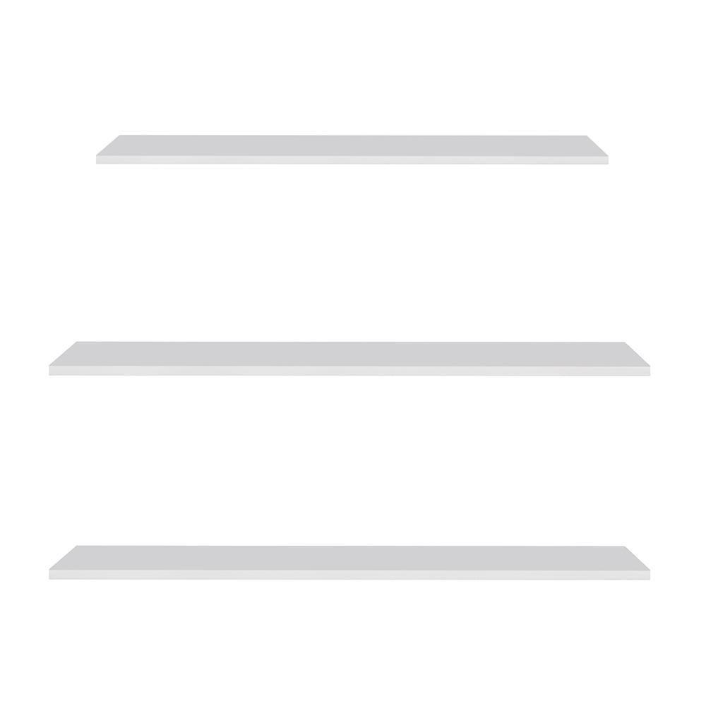 Prateleira Flutuante Para Escritório Kit 3 Com Suporte Invisível Cp3 Yara Branco - Lumil - 1