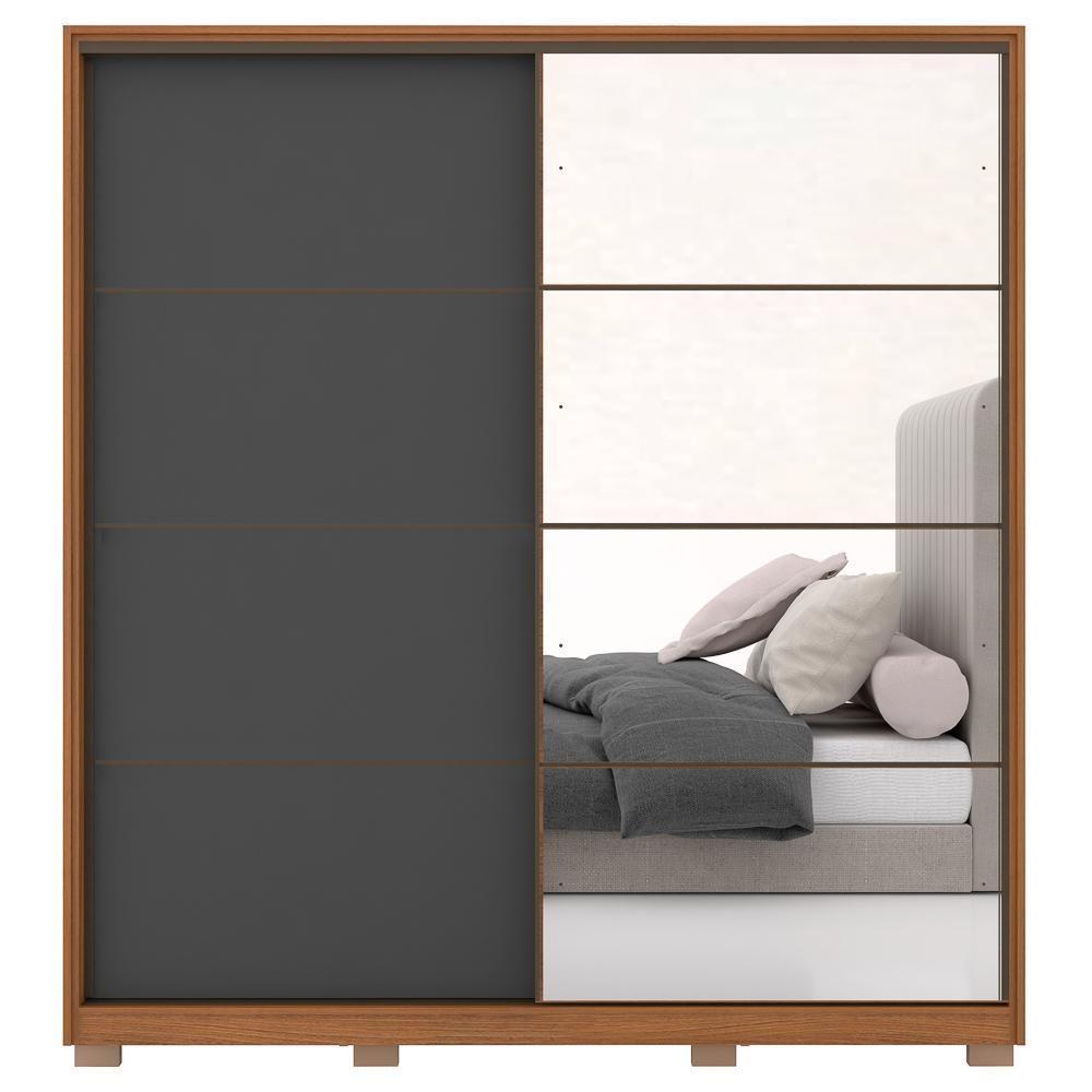 Guarda Roupa Casal Com Pés 2 Portas 1 Com Espelho 3 Gavetas Belga D02 Amendola-grafito - Mpozenato - 2