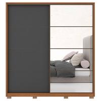 Guarda Roupa Casal Com Pés 2 Portas 1 Com Espelho 3 Gavetas Belga D02 Amendola-grafito - Mpozenato - 2