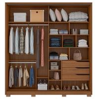 Guarda Roupa Casal Com Pés 2 Portas 1 Com Espelho 3 Gavetas Belga D02 Amendola-grafito - Mpozenato - 3