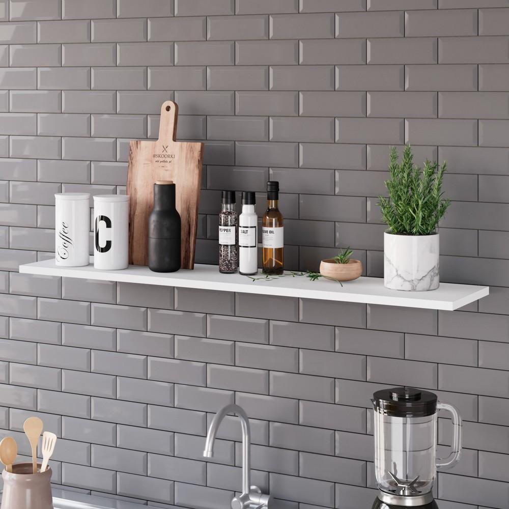 Prateleira Flutuante Para Cozinha Kit 2 Suporte Invisível 68cm Yara Branco - Lumil - 4