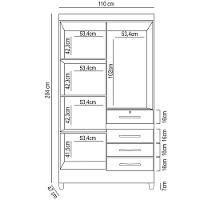 Guarda Roupa Solteiro 4 Portas 4 Gavetas 110cm Cabral M07 Freijó-off White - Mpozenato
