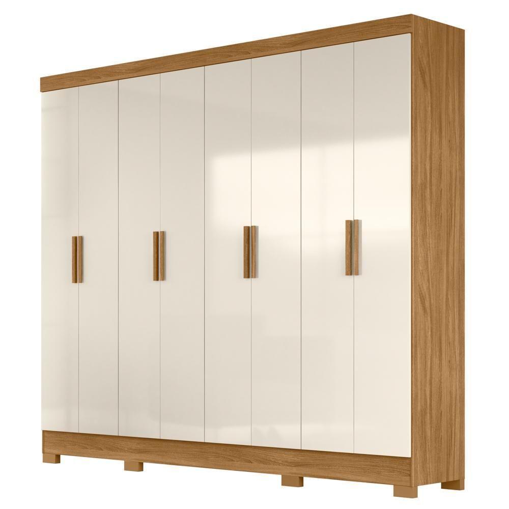 Guarda Roupa Casal 8 Portas 4 Gavetas 236cm ágata M07 Freijó-off White - Mpozenato - 1