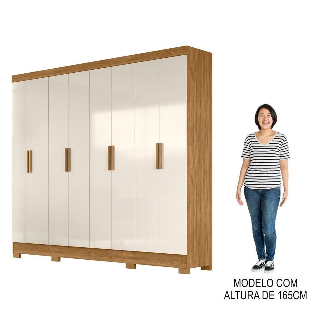 Guarda Roupa Casal 8 Portas 4 Gavetas 236cm ágata M07 Freijó-off White - Mpozenato - 4