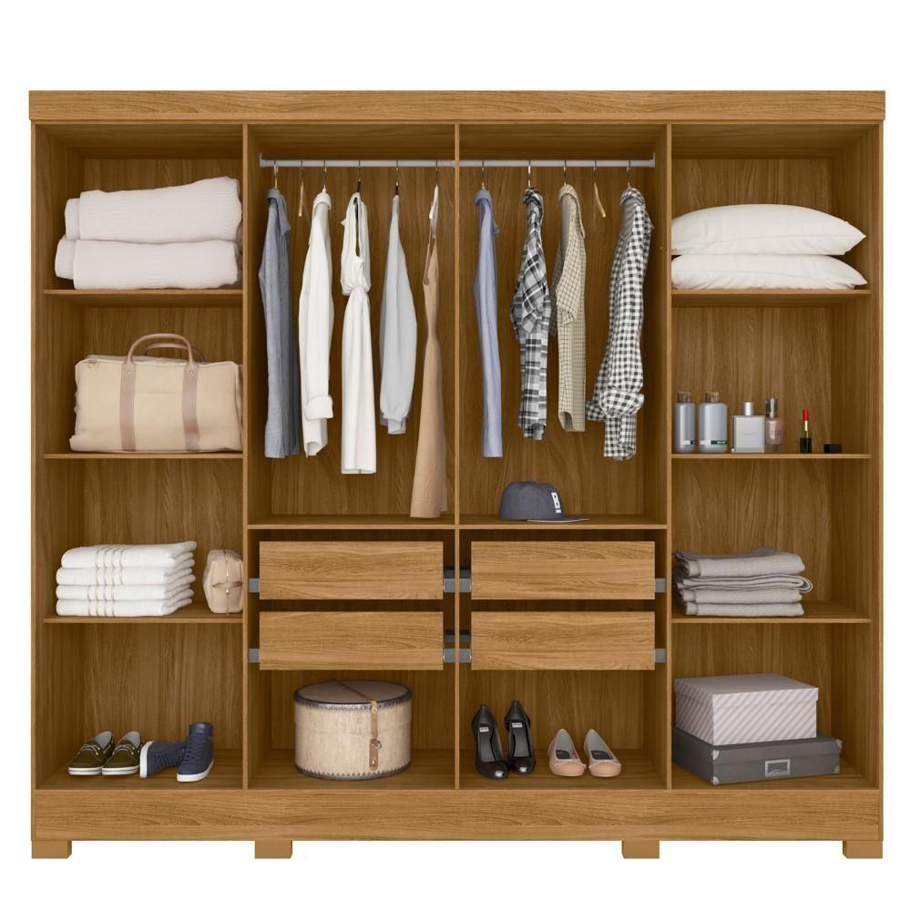 Guarda Roupa Casal 8 Portas 4 Gavetas 236cm ágata M07 Freijó-off White - Mpozenato - 5