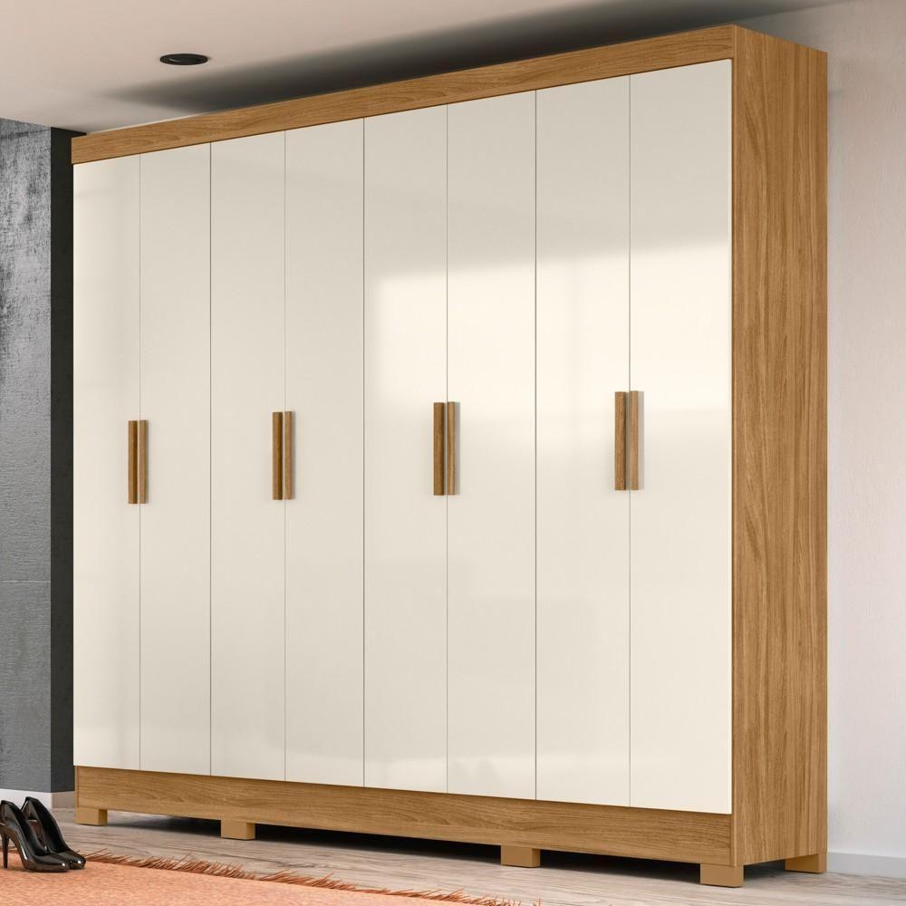 Guarda Roupa Casal 8 Portas 4 Gavetas 236cm ágata M07 Freijó-off White - Mpozenato - 6