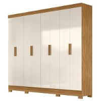 Guarda Roupa Casal 8 Portas 4 Gavetas 236cm ágata M07 Freijó-off White - Mpozenato - 1