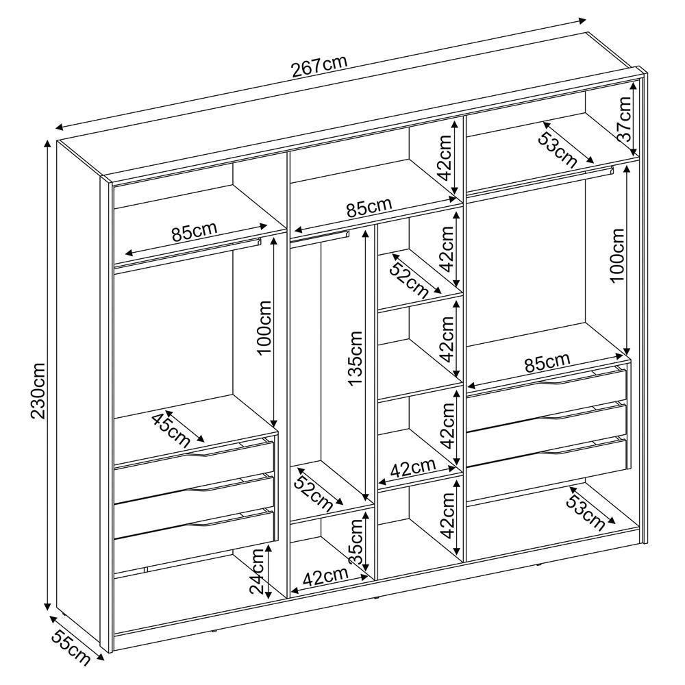 Guarda Roupa Casal 6 Portas 2 Com Espelhos 6 Gavetas Atrice D02 Amendola Touch - Mpozenato - 4