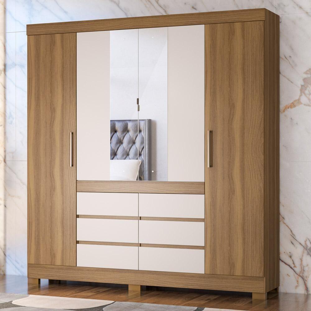 Guarda Roupa Casal 4 Portas 6 Gavetas Cadis D02 Amendola-off White - Mpozenato - 2